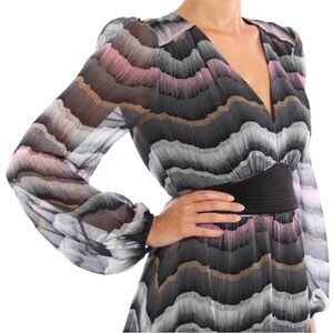 Diane Von Furstenberg Black and Gray Wave Dress